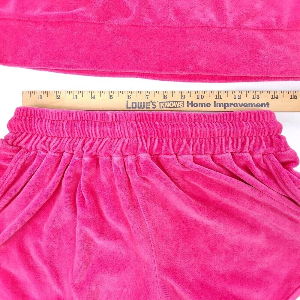 MIKOH Track Set Kimo Oversized Sweatshirt Luca Shorts Pink Passion Velour Large - Picture 5 of 11